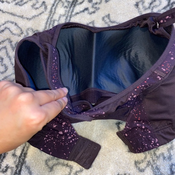 Syrokan 32H High Impact Sports Bra ⭐️⭐️⭐️⭐️⭐️ purple paint splatter Velcro strap - Picture 5 of 9